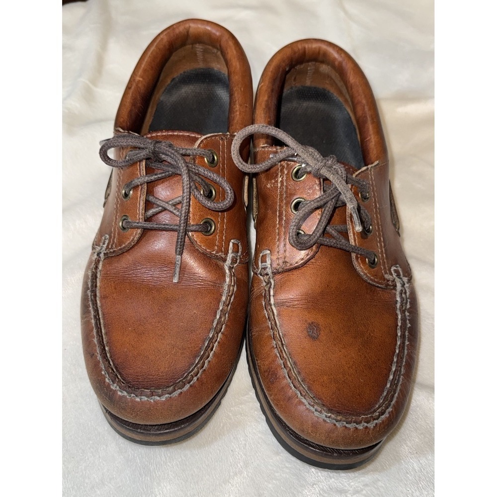 G.H. Bass Camp Moc Boat Shoes Men's 9 Brown Leather Vibram Heritage Workwear